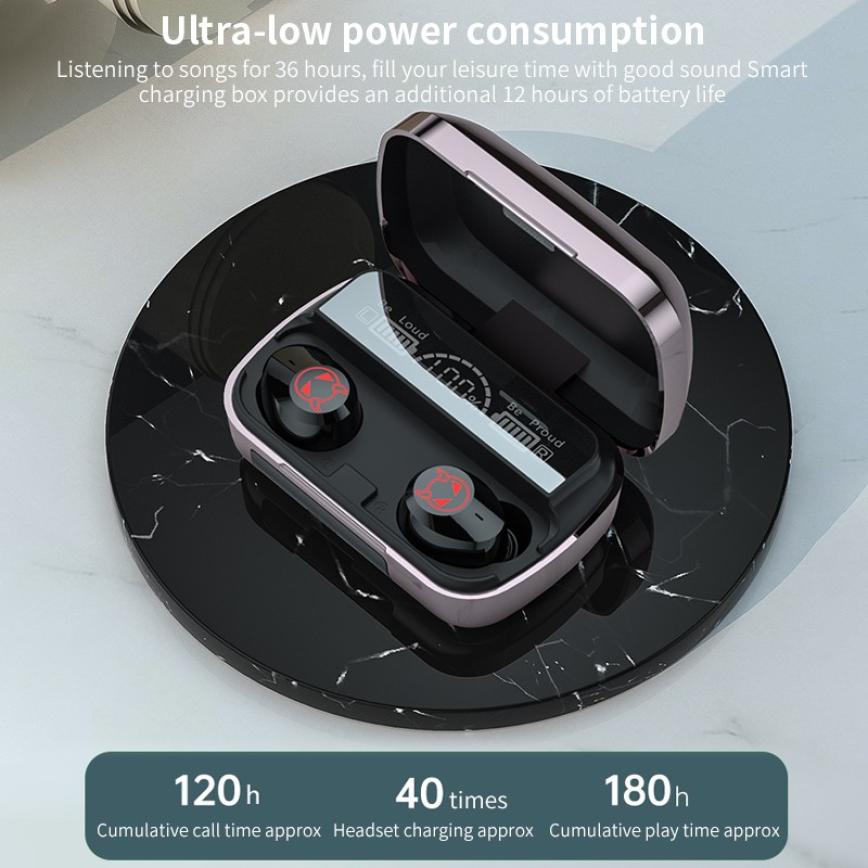 M23 Devil Pattern TWS Bluetooth Noise Canceling Touch Earphones Wireless Stereo Headset with Mirror Surface Power Display Charging Case M23 Devil Pattern TWS Bluetooth Noise Canceling Touch Earphones Wireless Stereo Headset with Mirror Surface Power Display Charging Case